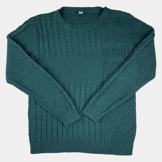 Grüner Strickpullover mit Zopfmuster, Größe 13 Jahre/158 cm – front