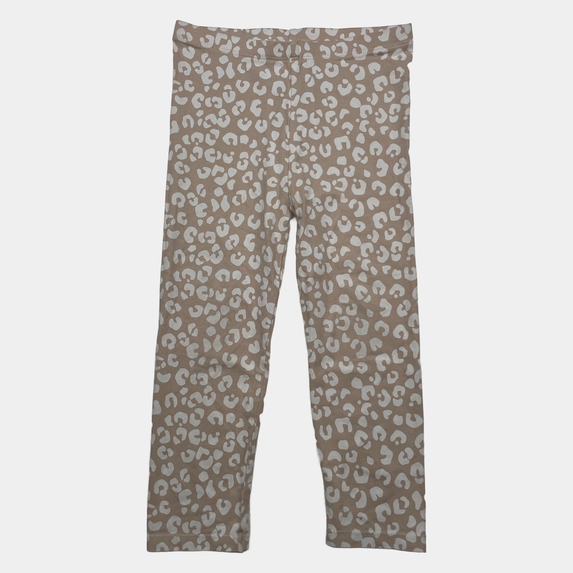 Beige Leggings mit weißem Leopardenmuster, Größe 2–3 Jahre