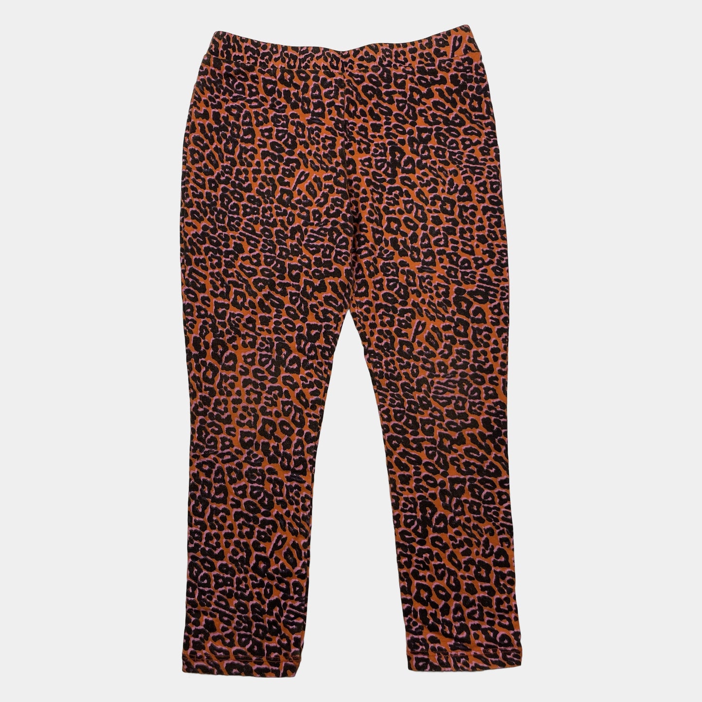 Orangene Leggings mit Leopardmuster, Größe 3-4 Jahre
