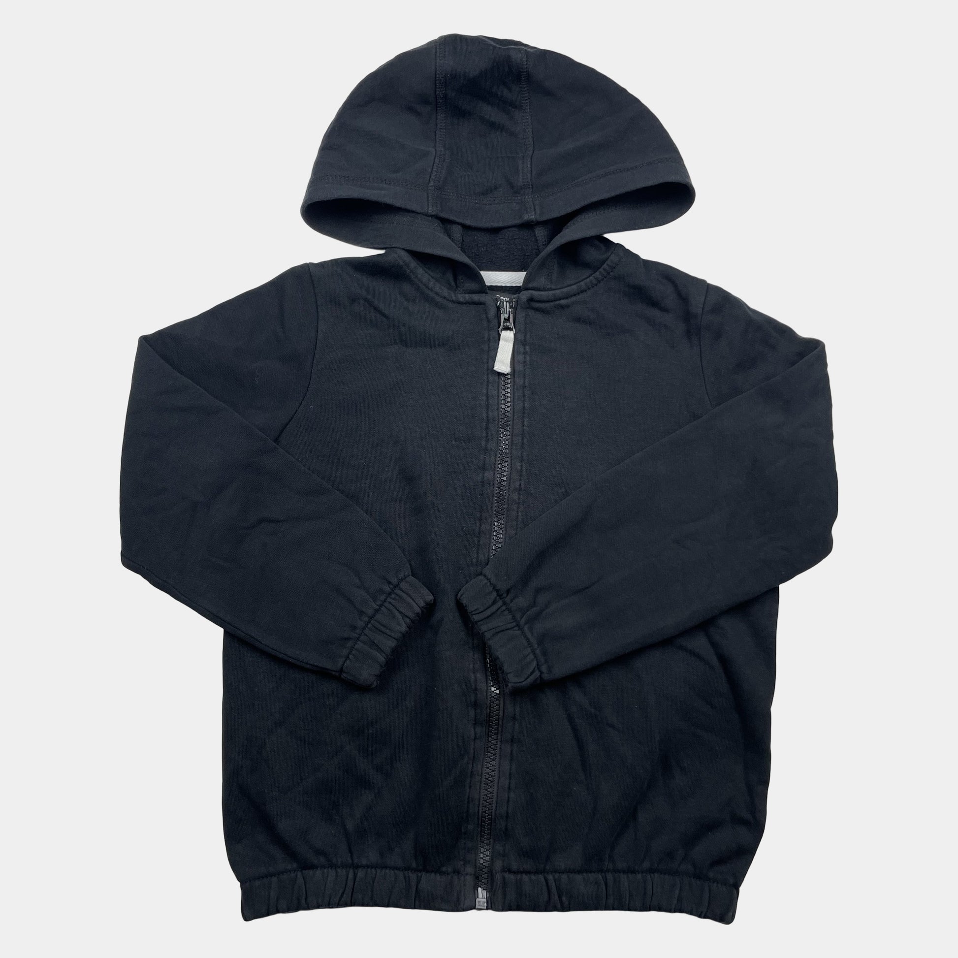Schwarze Kapuzen-Sweatjacke mit Reißverschluss, Größe 7-8 Jahre – front