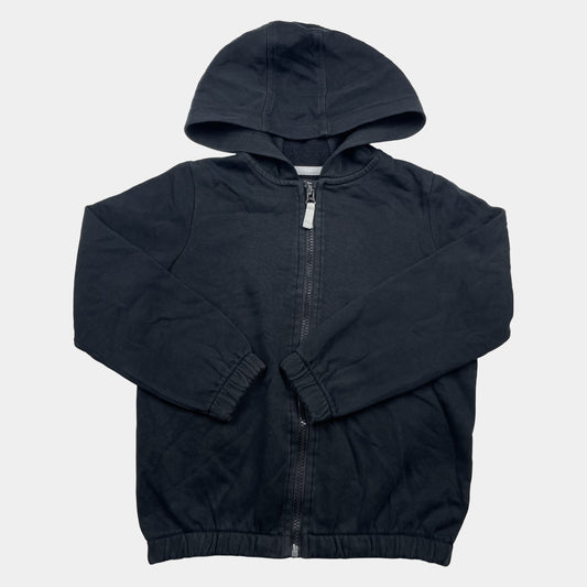 Schwarze Kapuzen-Sweatjacke mit Reißverschluss, Größe 7-8 Jahre – front