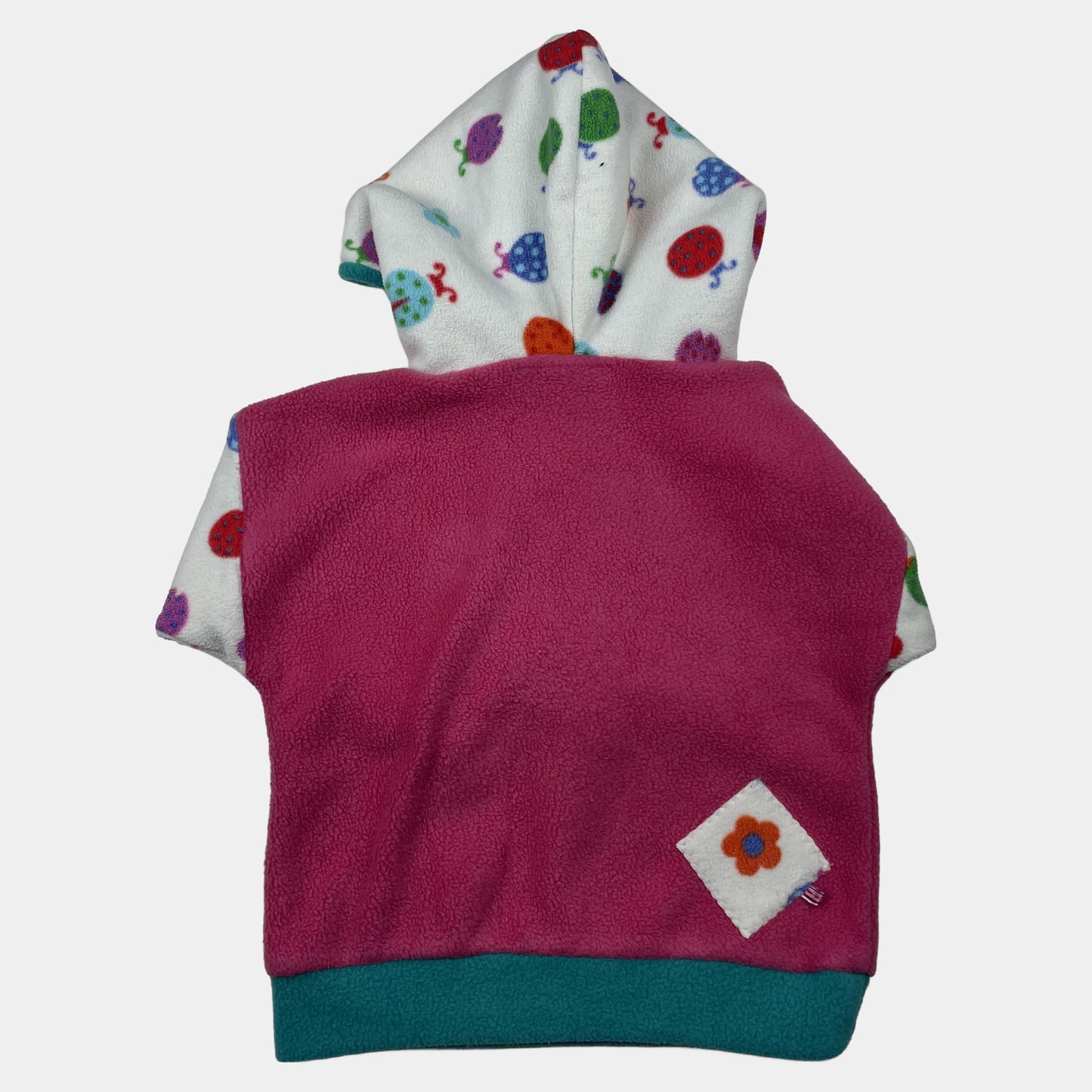 Rosa Fleece-Kapuzenpullover mit Blume und Marienkäfer-Muster, Größe 18–24 Monate – back