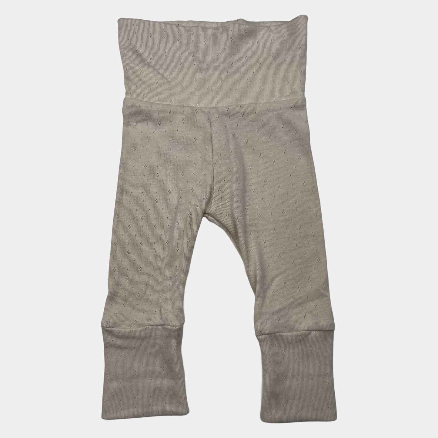 Beige Babyhose aus Baumwolle mit Pointellemuster und Umschlagbündchen – fabric