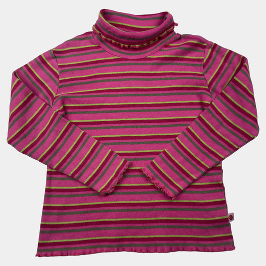 Rosa gestreiftes Rollkragen-Langarmshirt aus Baumwolle, Größe 6 Jahre – front