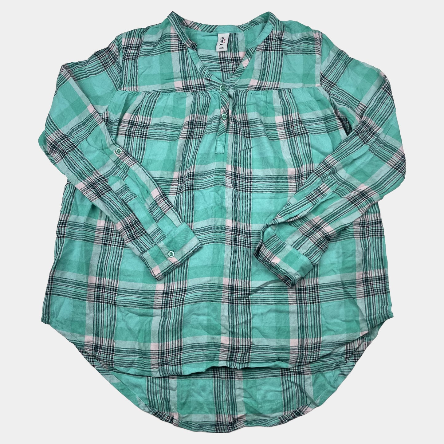 Türkise karierte Bluse, Größe 146/152 – front