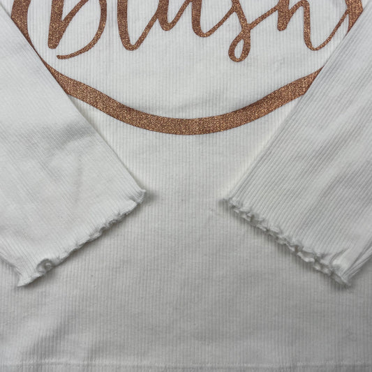 Weißes Langarmshirt mit Glitzer-Print „Team blush“, Größe 12–13 Jahre – back