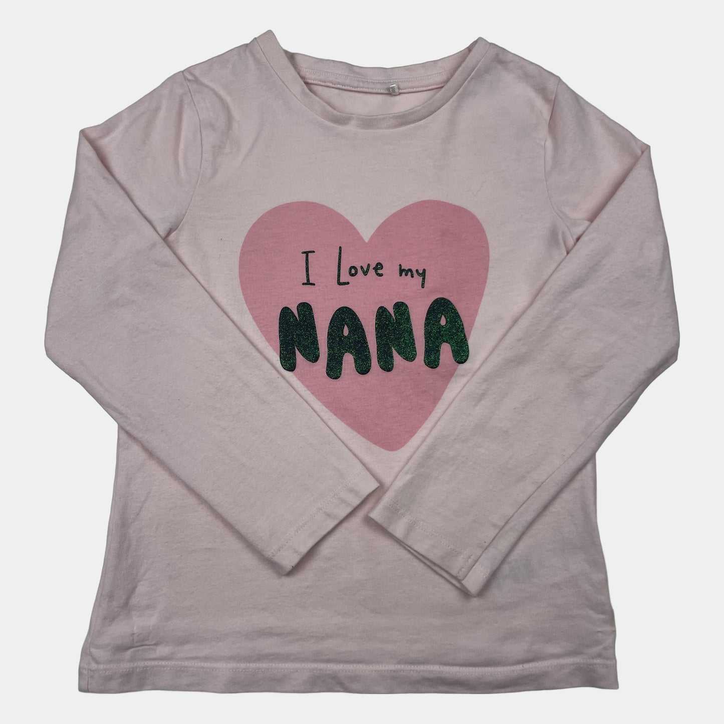Rosa Langarmshirt mit Herz und "I Love my NANA" von George, Größe 4–5 Jahre – front