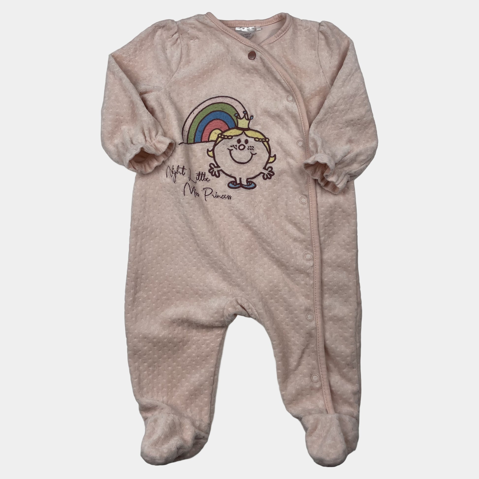 Rosa Baby-Schlafanzug mit Regenbogen und Little Miss Princess, Größe 3–6 Monate – front