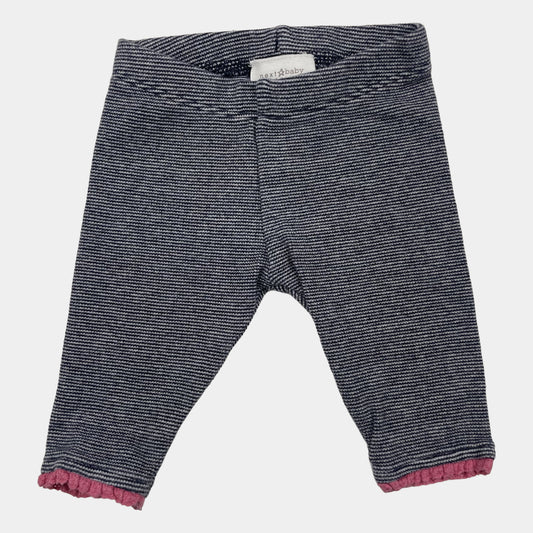 Gestreifte Baby-Leggings mit rosa Saum, bis 1 Monat