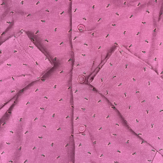 Lila Baumwoll-Overall mit kleinem Blumenmuster