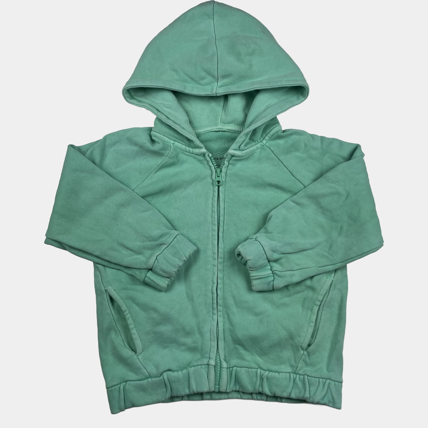 Mintgrüne Baumwolljacke mit Kapuze und elastischen Bündchen – front