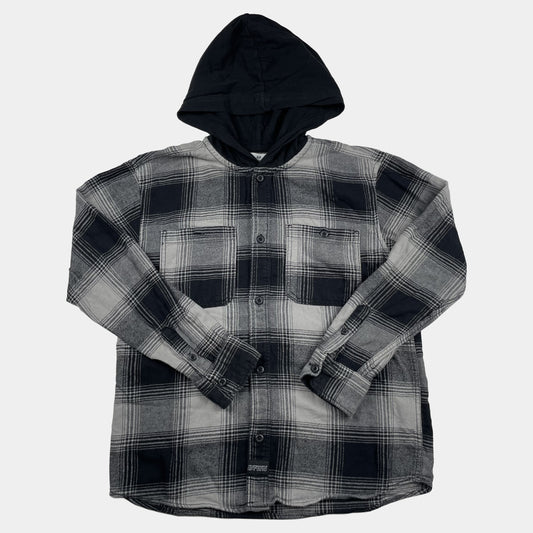 Graues kariertes Hemd mit Kapuze in Größe 9-10 Jahre