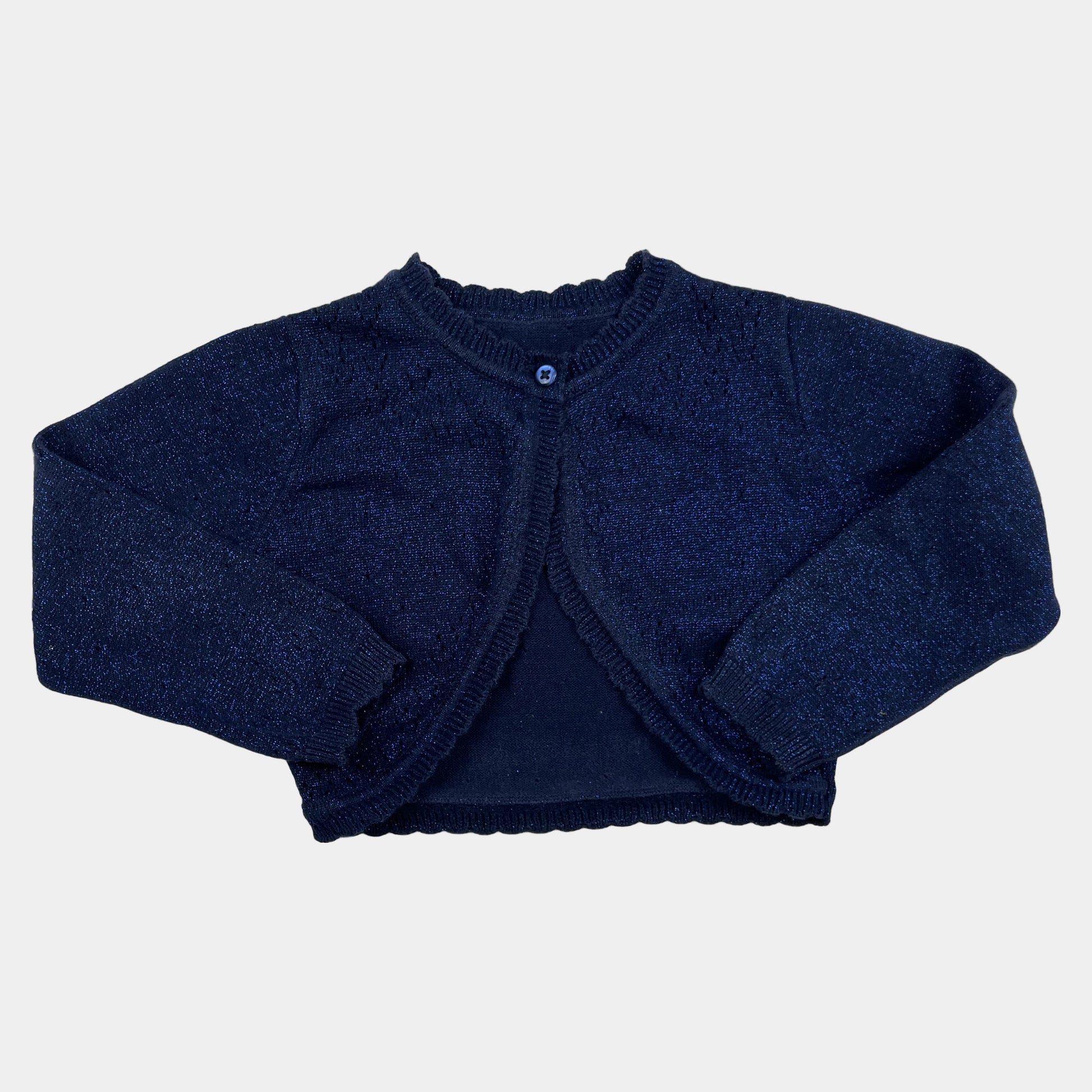 Marinefarbene Strickjacke mit einfacher Knopfleiste – front