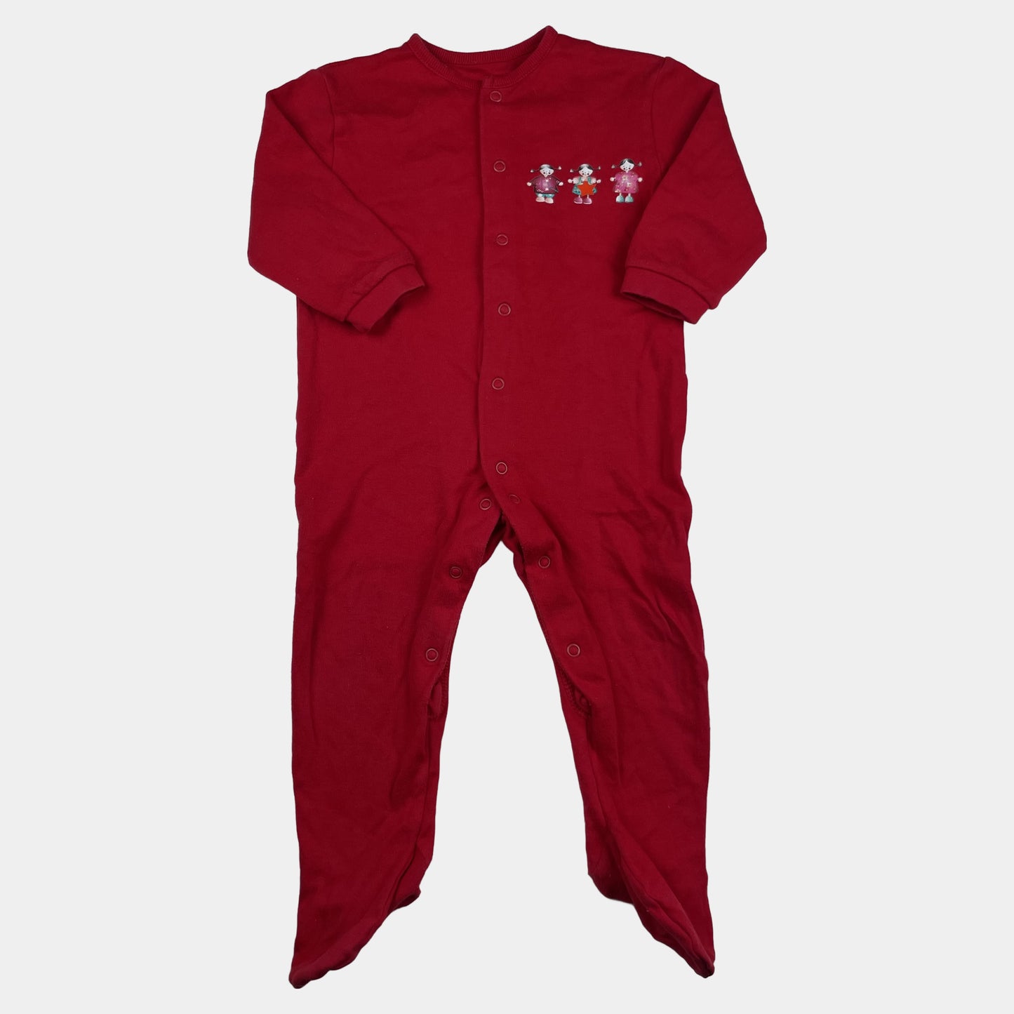 Roter Overall mit Teddy-Motiv für Babys, Größe 6-12 Monate, 100% Baumwolle, sehr guter Zustand – front