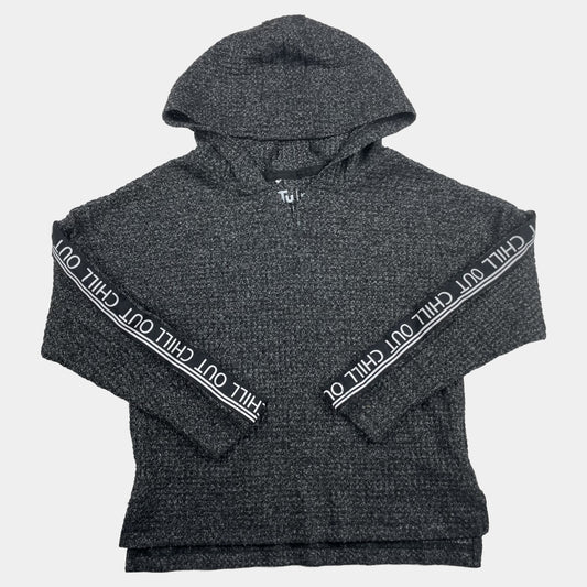 Grau melierter Kapuzenpullover mit 'Chill Out' Schriftzug