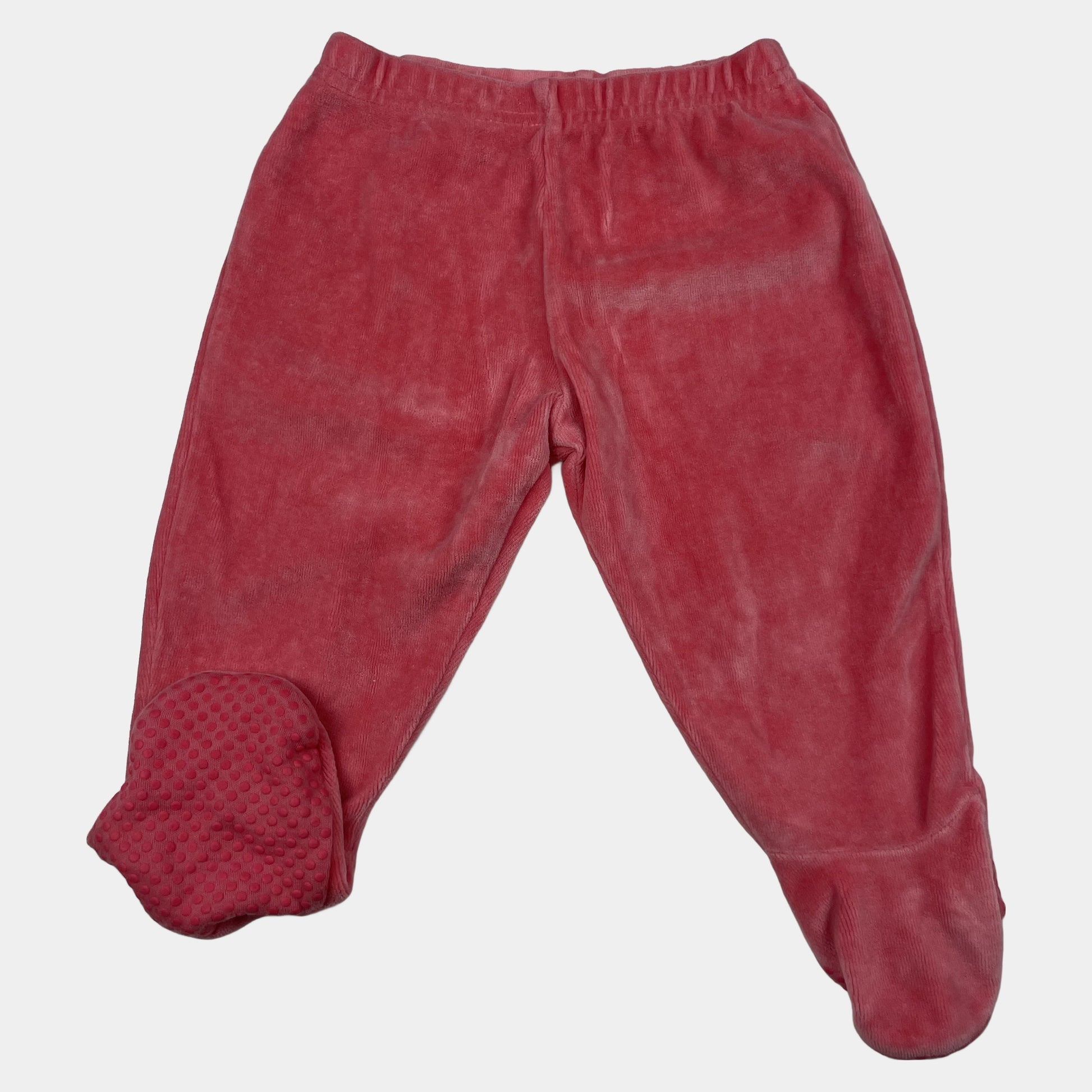 Rosa Velourshose mit Füßchen, Größe 9-12 Monate – front