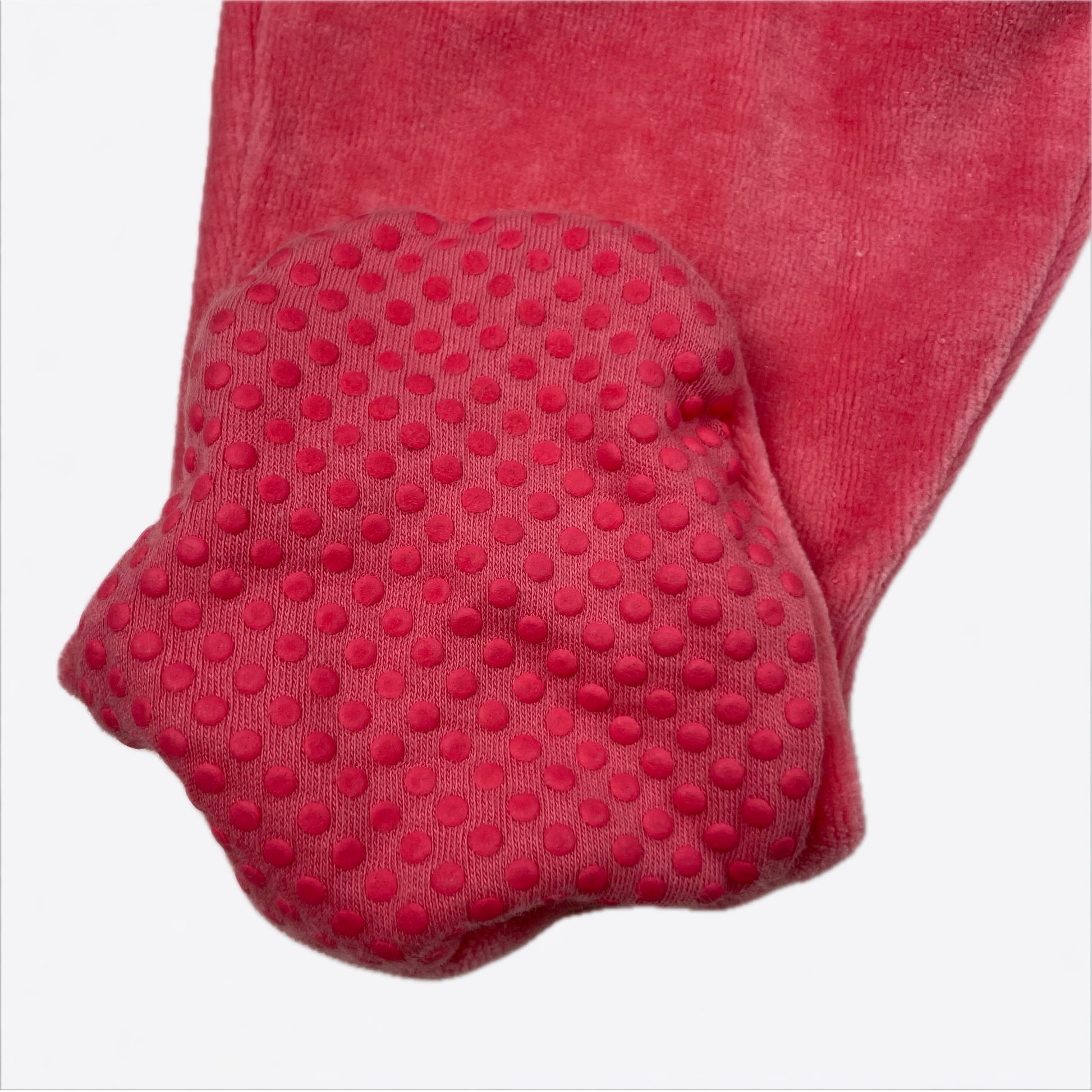 Rosa Velourshose mit Füßchen, Größe 9-12 Monate – detail