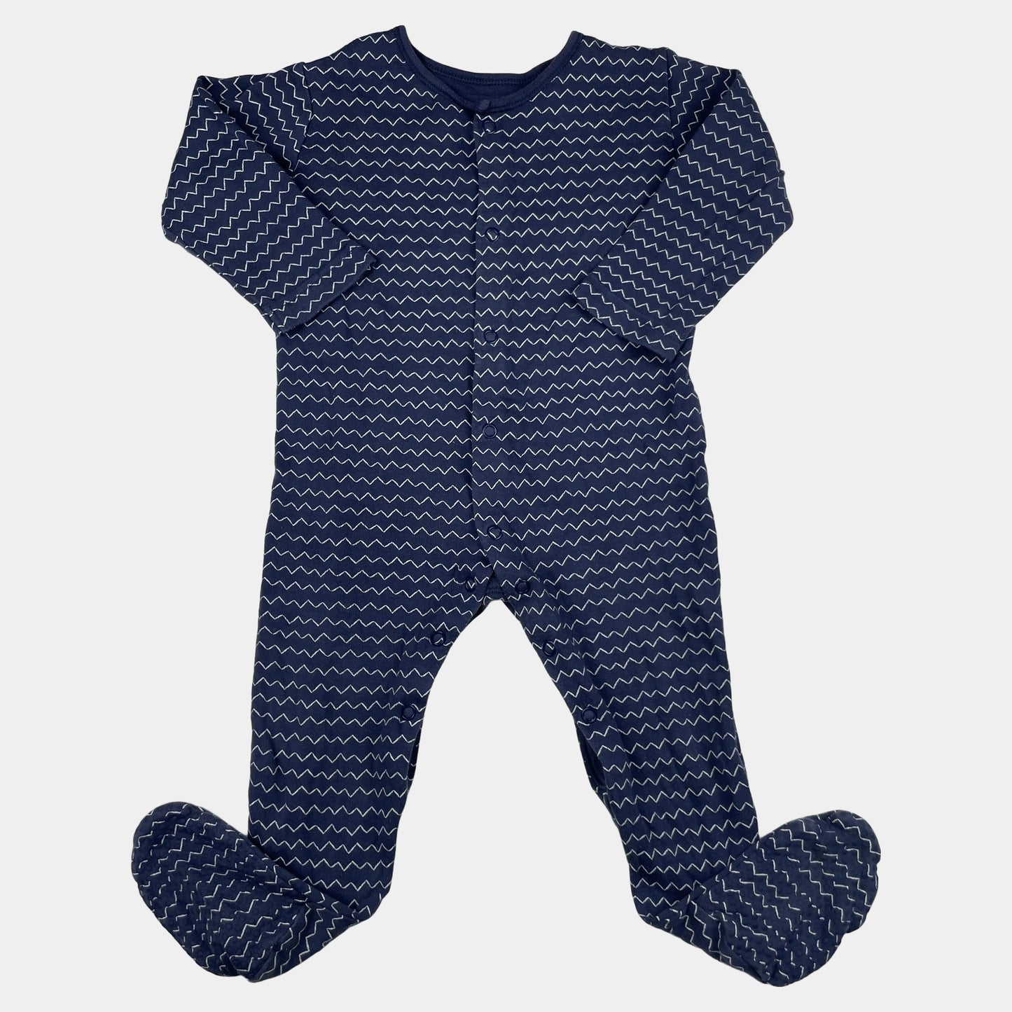 Blauer Baumwoll-Strampler mit Zickzackmuster für Babys 9-12 Monate – front