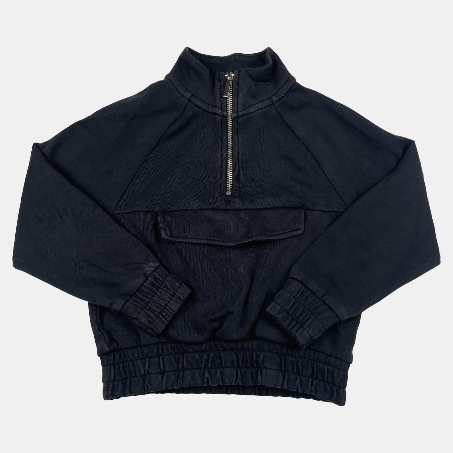 Schwarzer Kapuzenpullover mit Halbreißverschluss für Jungen in Größe 7 Jahre – front