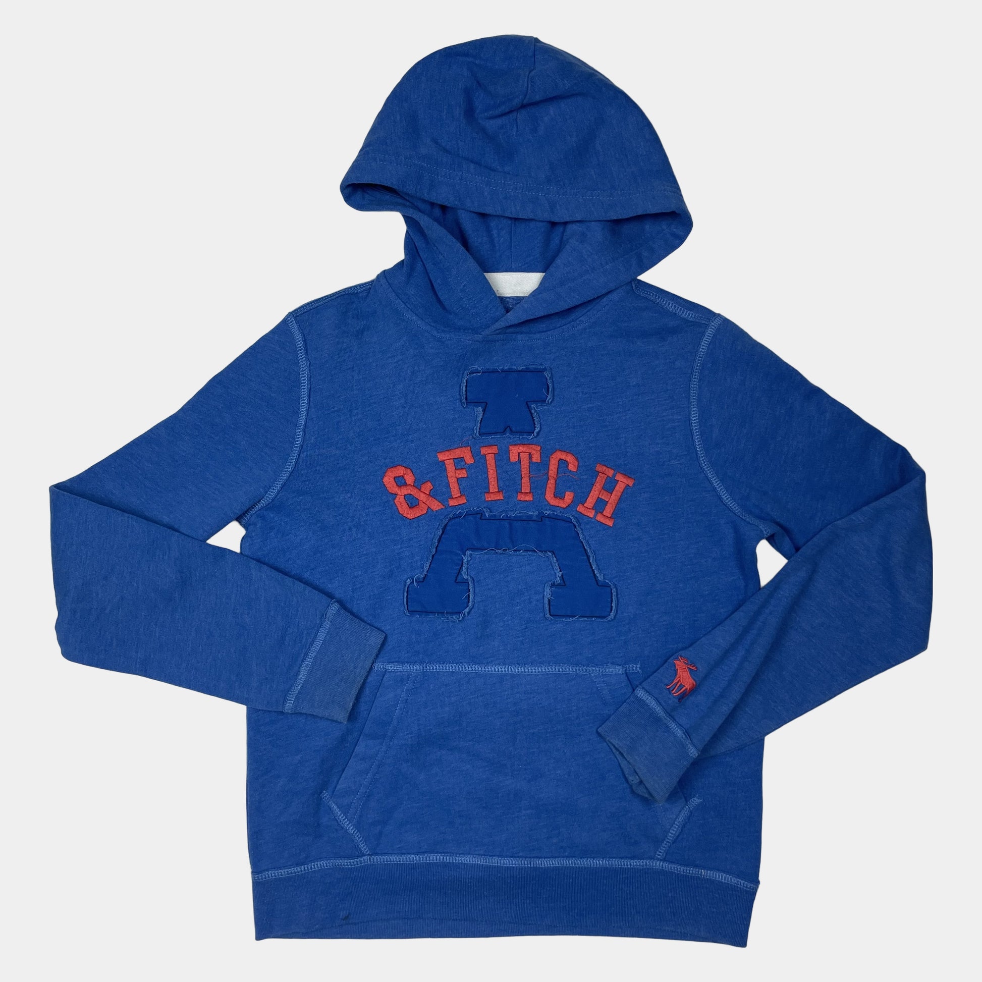 Blauer Kapuzenpullover mit Logo-Aufdruck von Abercrombie Kids, Größe 11/12 – front