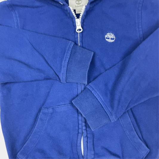 Blaue Kapuzenjacke mit Logo von Timberland für Kinder, Größe 4 Jahre – detail