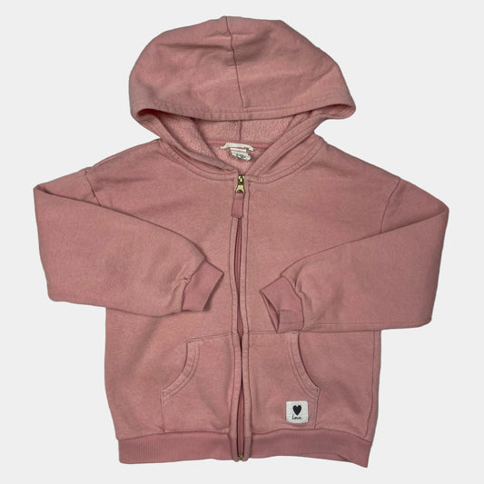 Rosa Kapuzenjacke aus Fleece mit Taschen – front