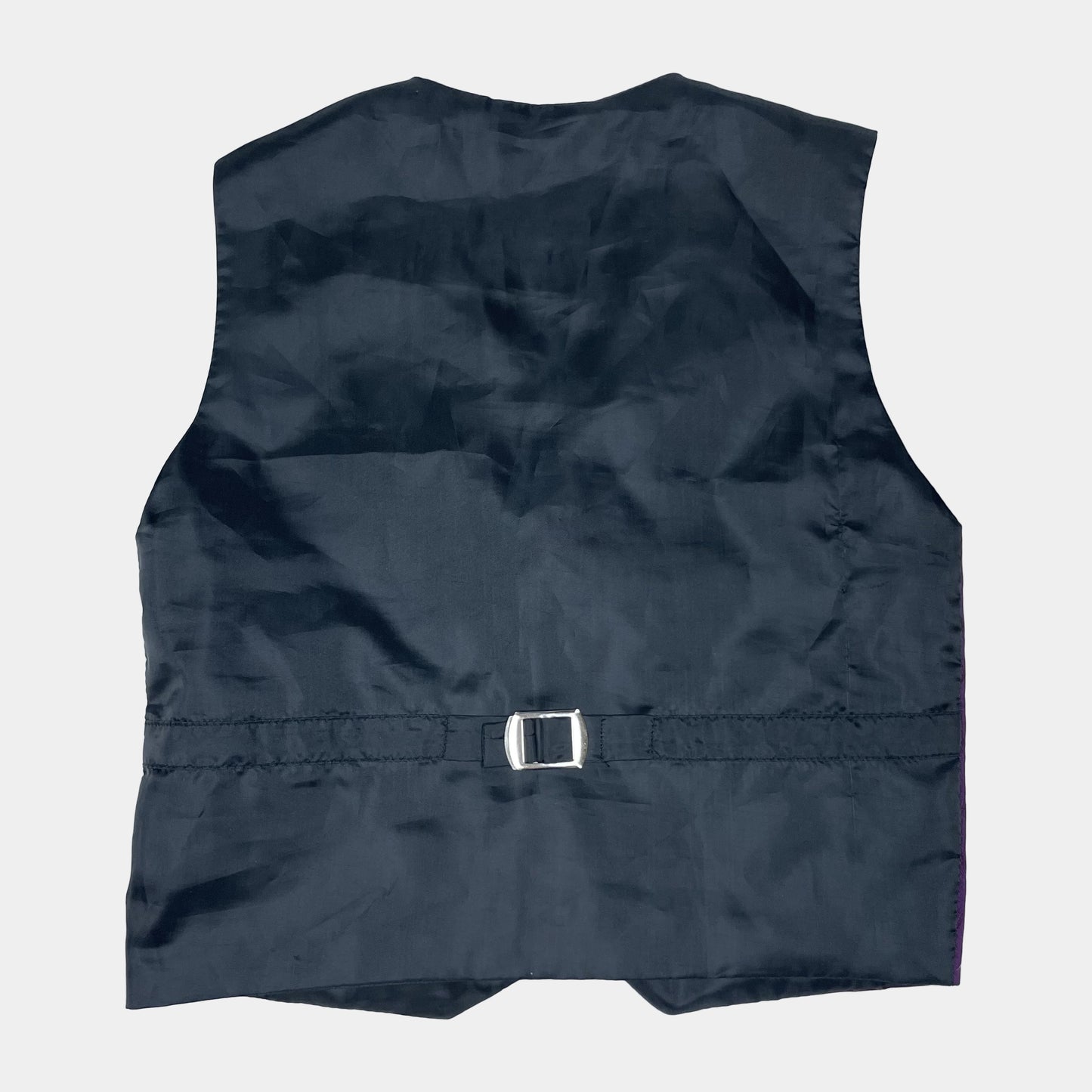 Lila Weste aus Polyester mit rhomboidem Muster und dekorativen Knöpfen – back