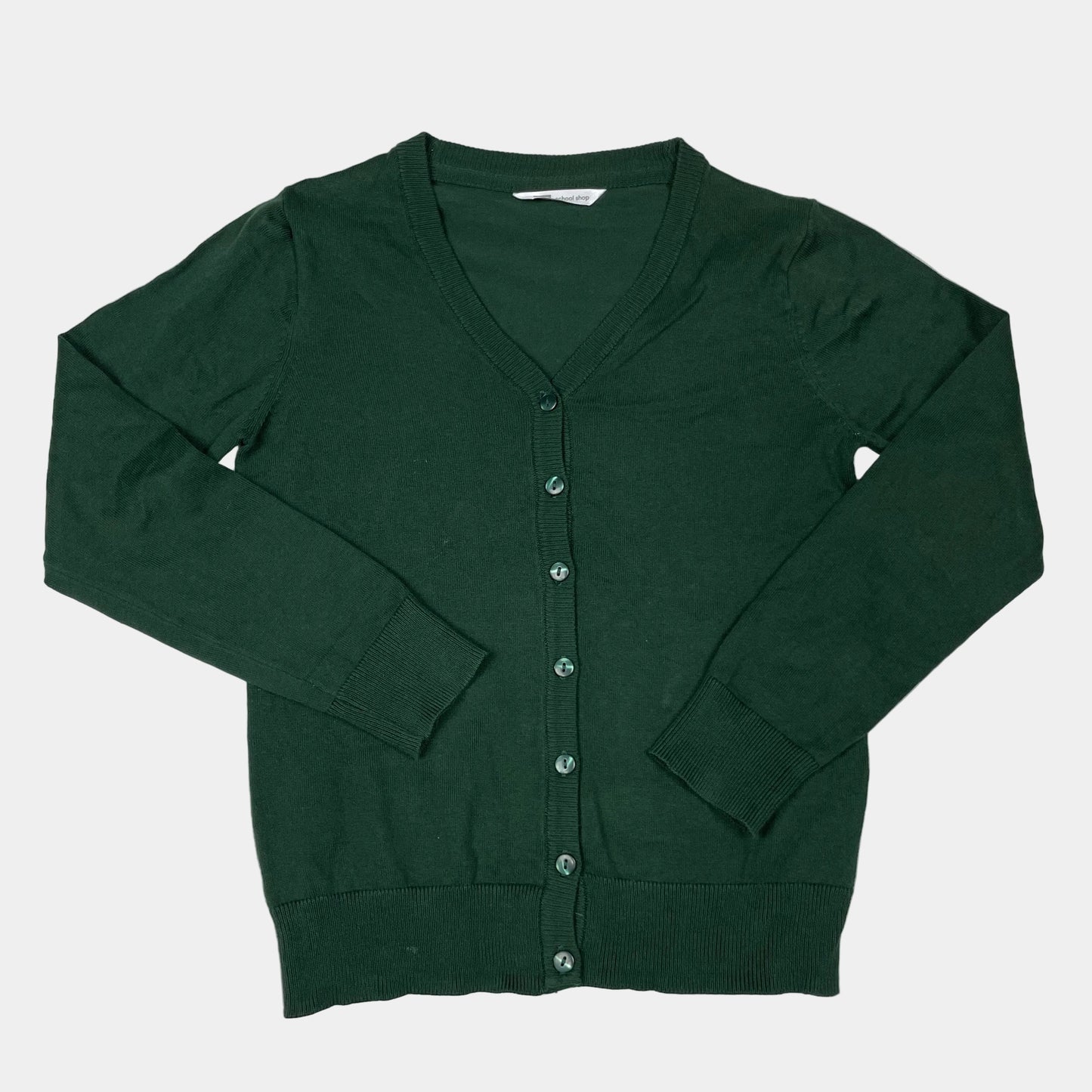 Grüne Strickjacke mit Knopfleiste und V-Ausschnitt – front