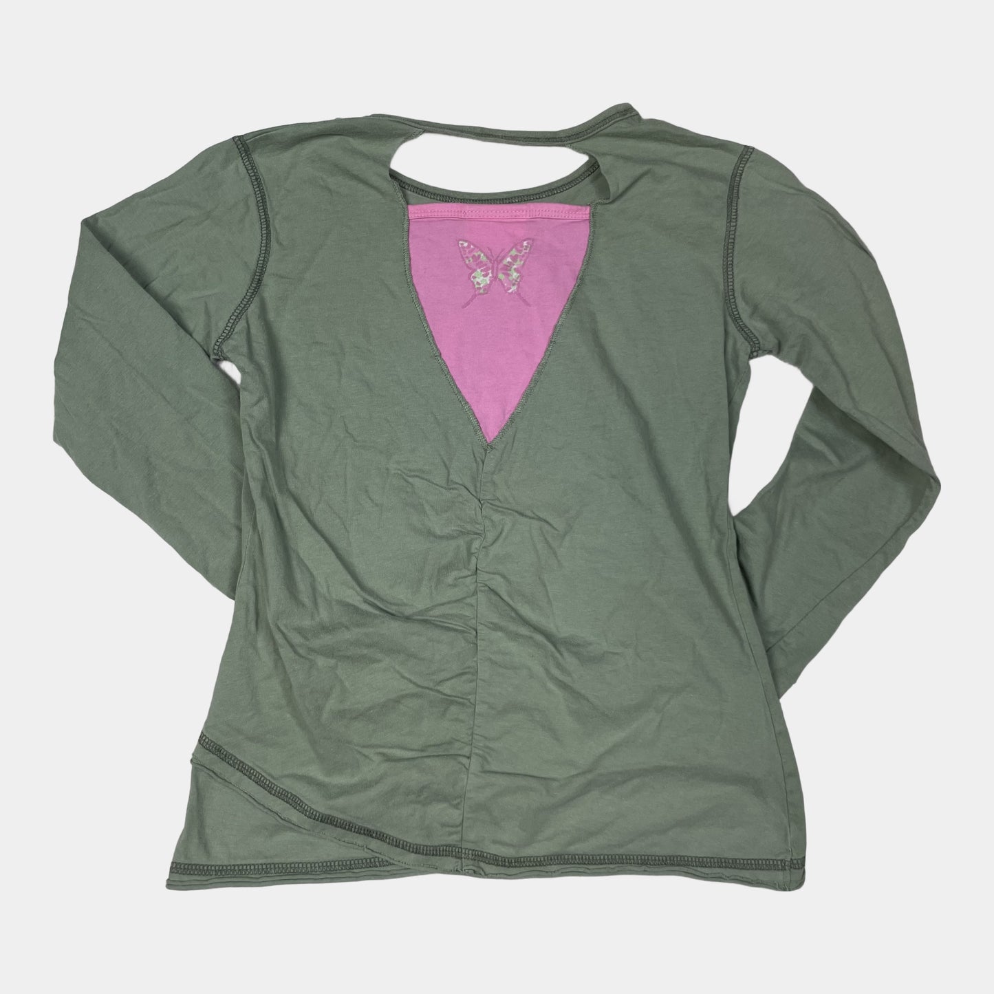 Grünes Langarmshirt mit Schmetterlingsprint von Next in 100% Baumwolle, Größe 10 Jahre (140 cm) – back