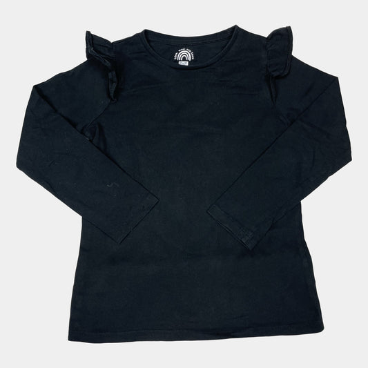 Schwarzes Langarmshirt mit Rüschen