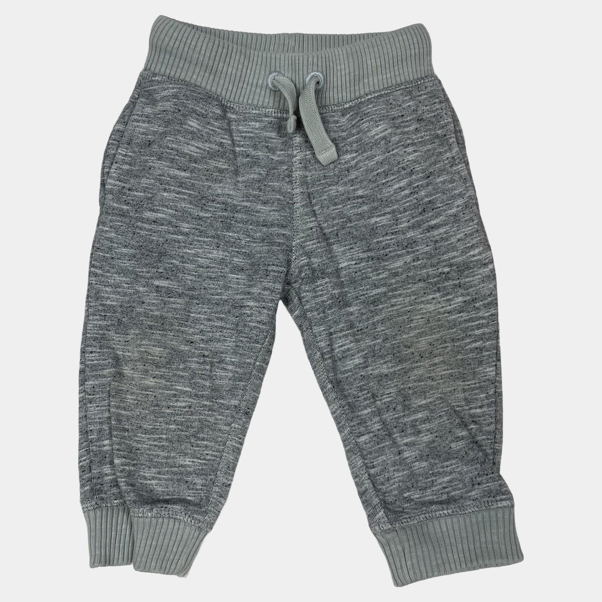 Graue Sweathose aus Baumwolle für Babys mit Bündchen und Kordelzug – front