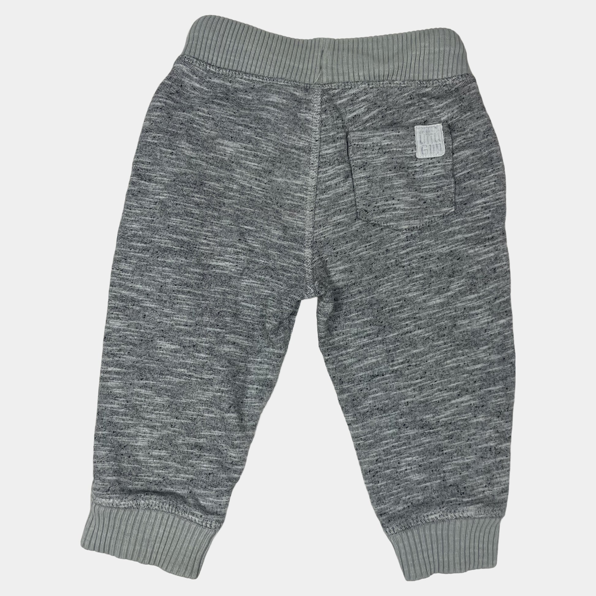 Graue Sweathose aus Baumwolle für Babys mit Bündchen und Kordelzug – back