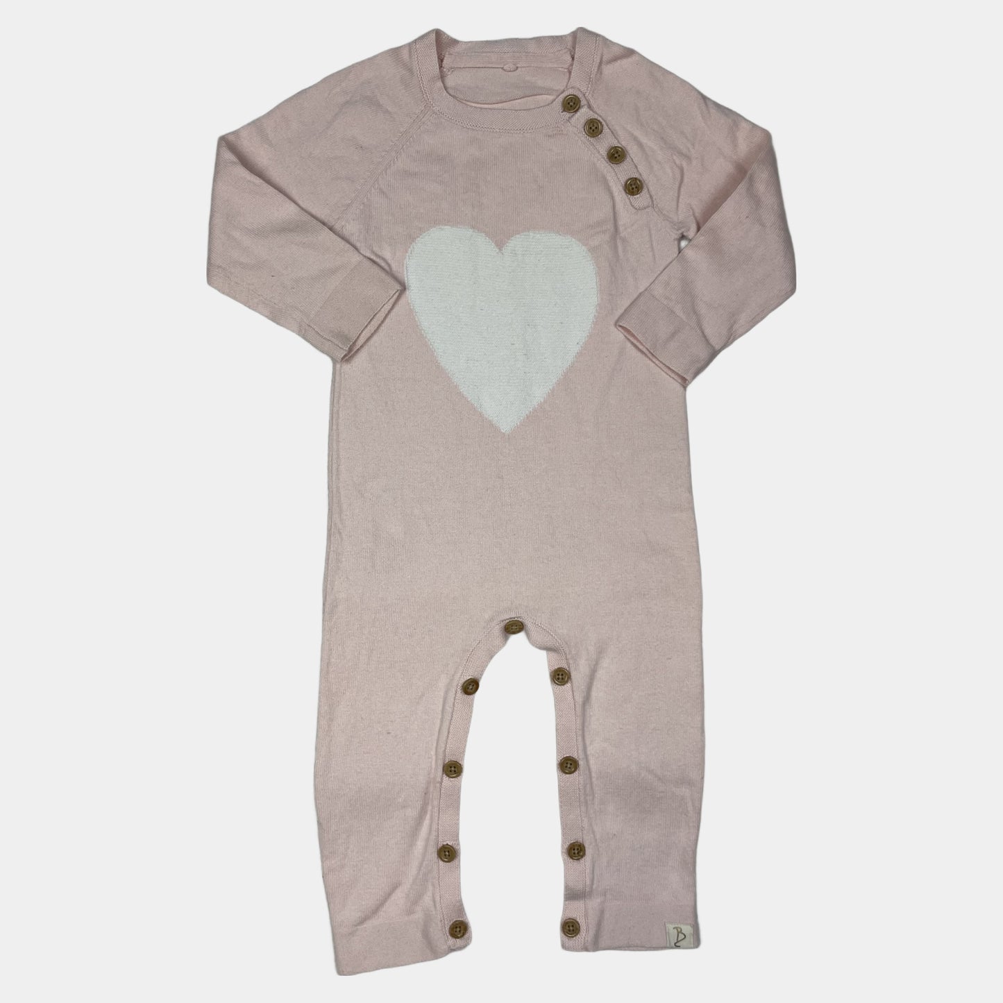 Rosa Overall mit Herzmotiv und Knopfleiste – front