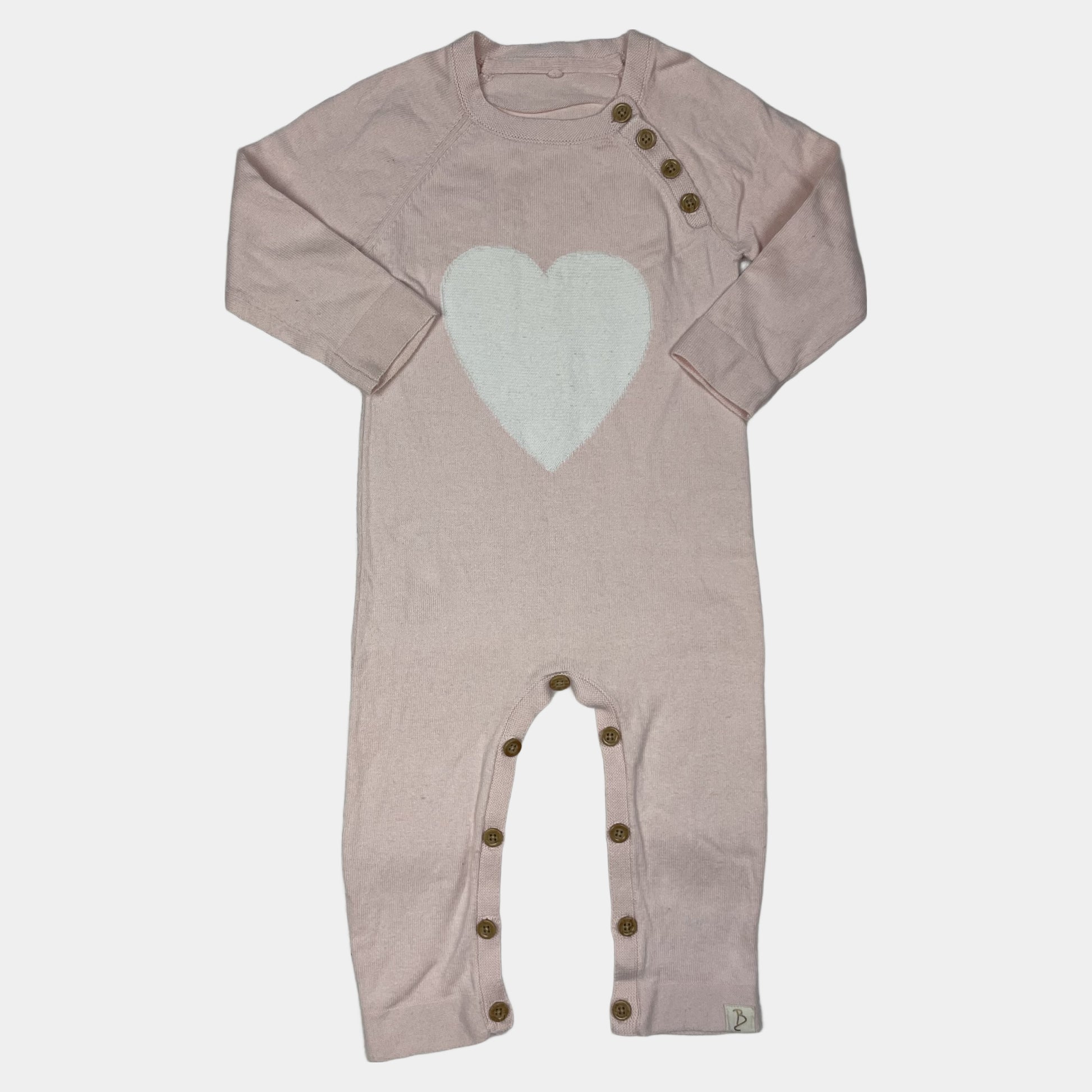 Rosa Overall mit Herzmotiv und Knopfleiste – front