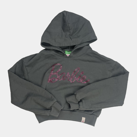 Grauer Kapuzenpullover für Mädchen mit Logo-Aufdruck – front