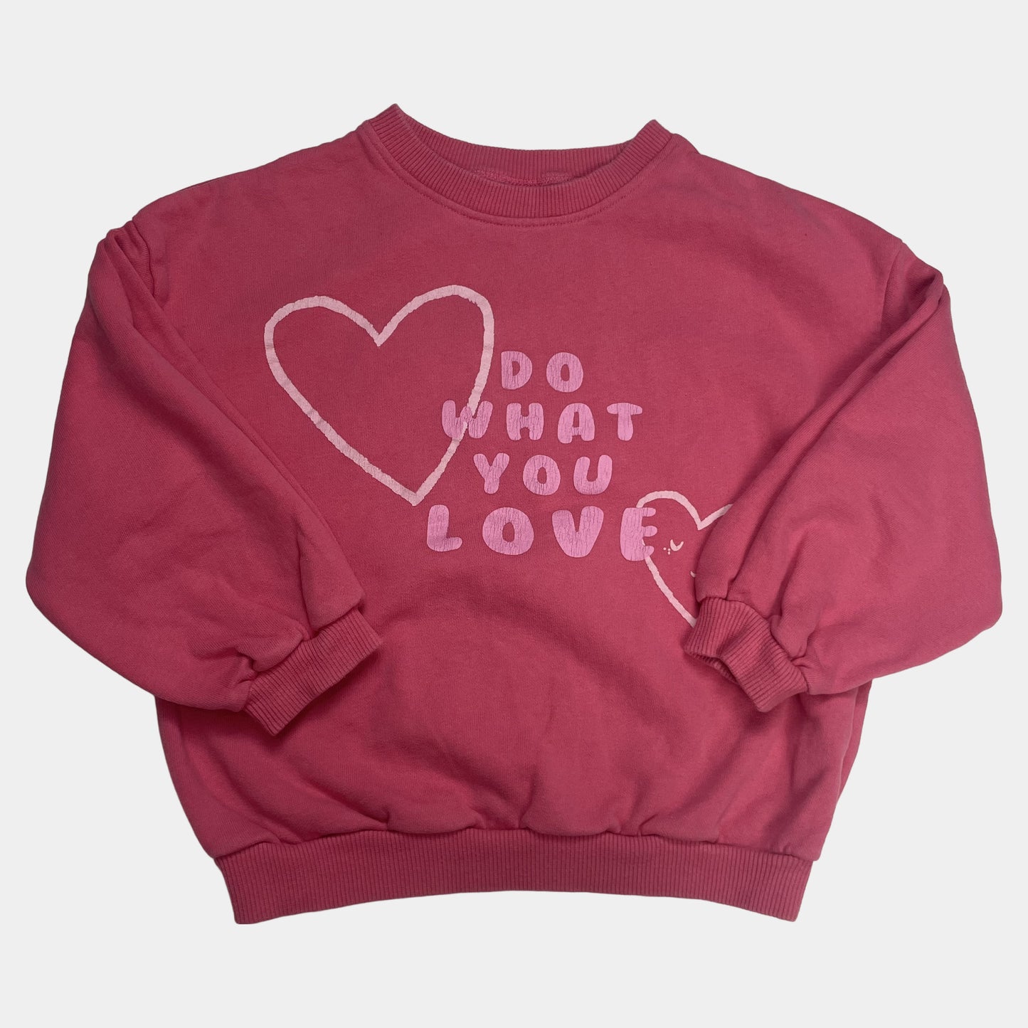 Rosa Sweatshirt mit Herz- und Schriftaufdruck für Kinder – front