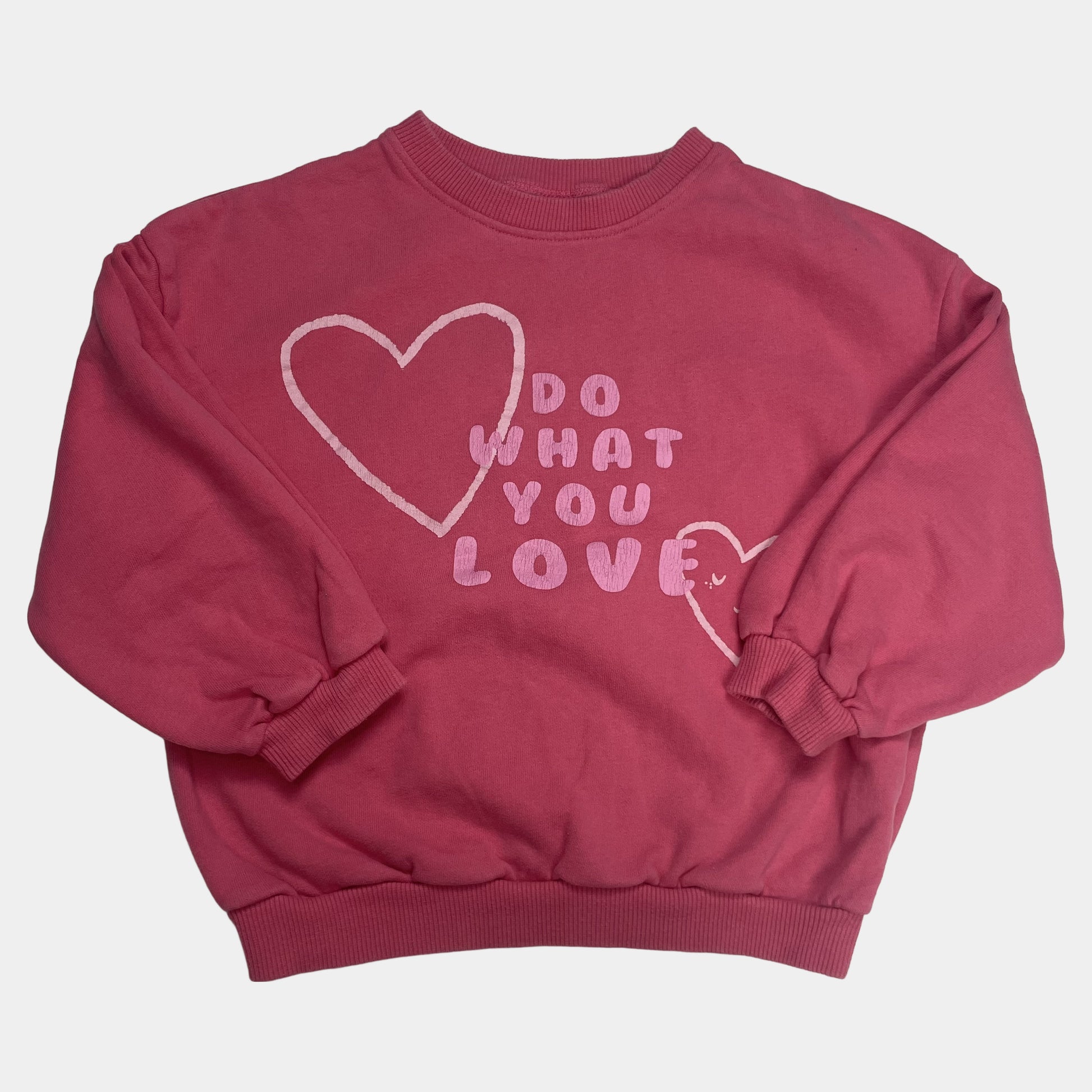 Rosa Sweatshirt mit Herz- und Schriftaufdruck für Kinder – front