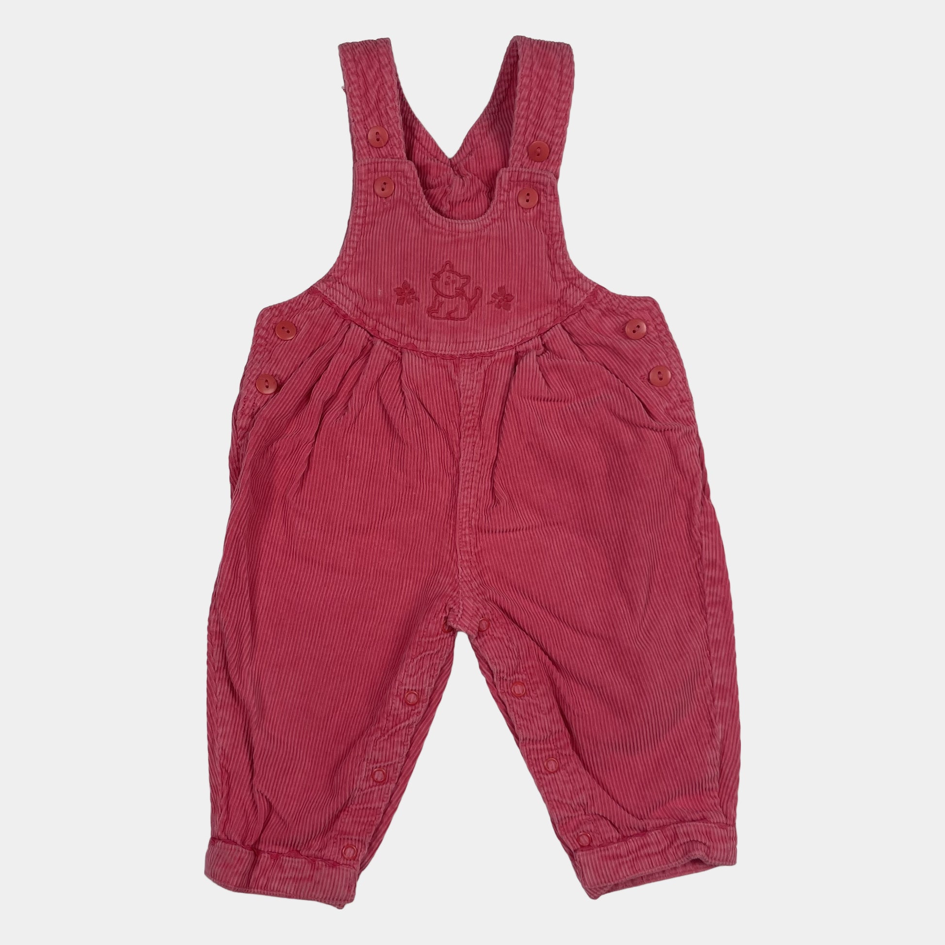 Rosa Cord-Latzhose mit Stickerei, Größe 6-9 Monate (74 cm) – front