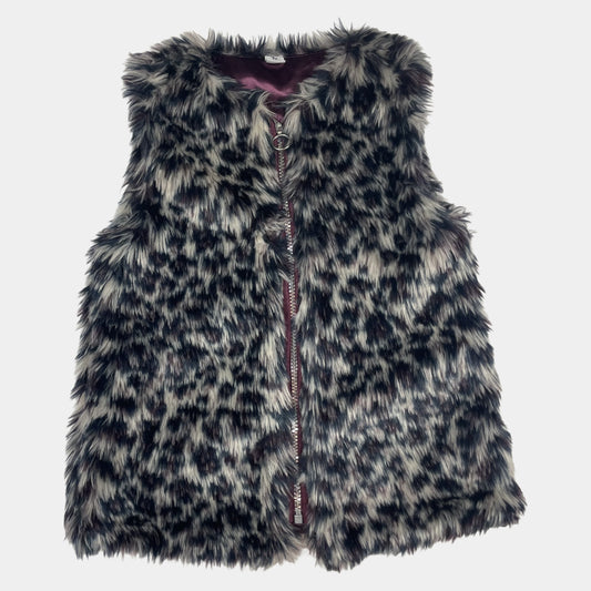 Kunstfellweste mit Leopardenmuster und Reißverschluss, Größe 7-8 Jahre – front