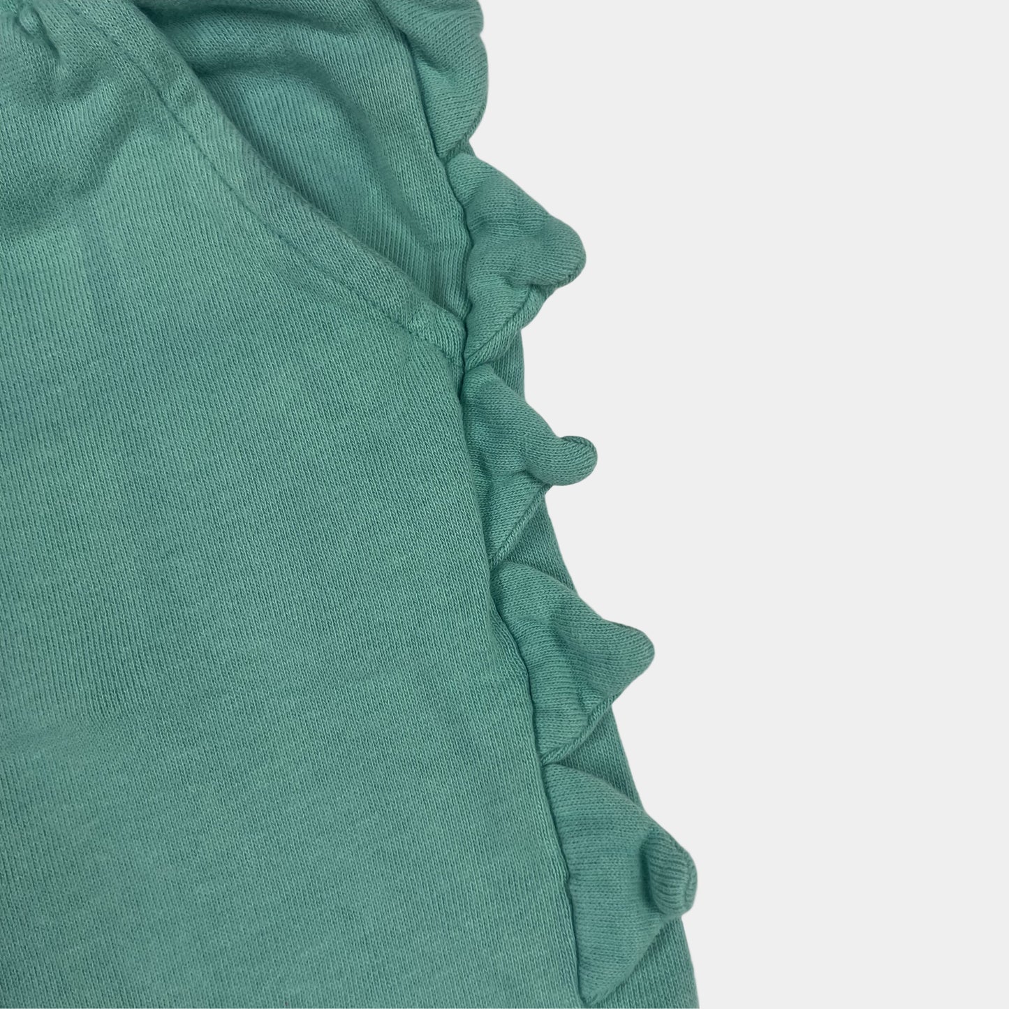 Grüne Jogginghose für Kinder mit seitlichen Dino-Details. – detail