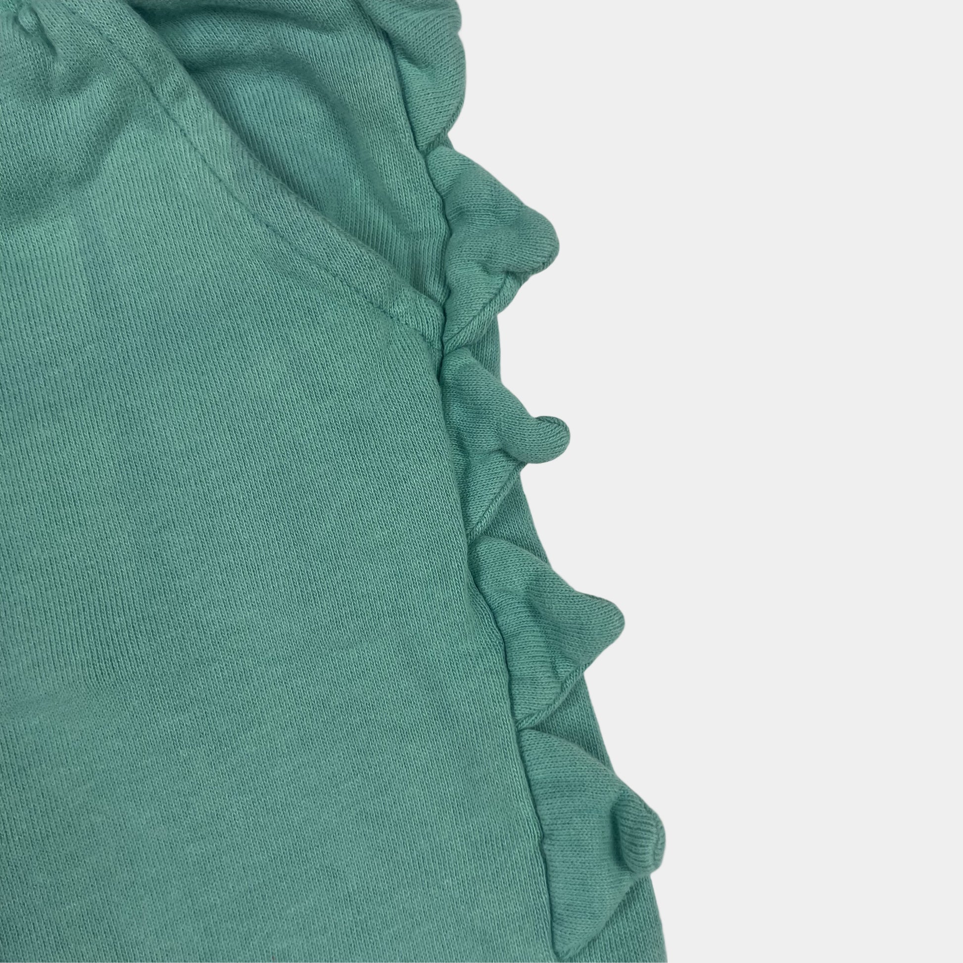 Grüne Jogginghose für Kinder mit seitlichen Dino-Details. – detail