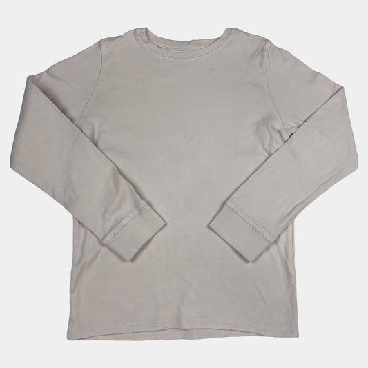 Rosa Langarmshirt aus Baumwolle mit klassischem Rundhalsausschnitt. – front