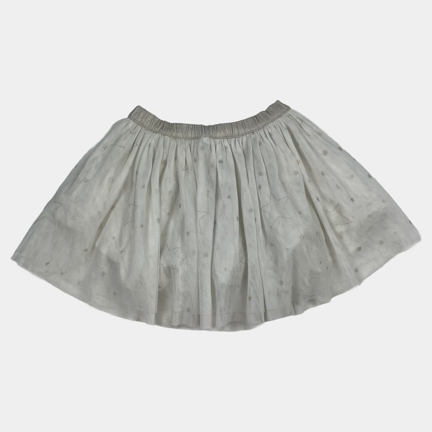 Weißer Tüllrock mit glitzerndem Bund und Sternenmuster – front