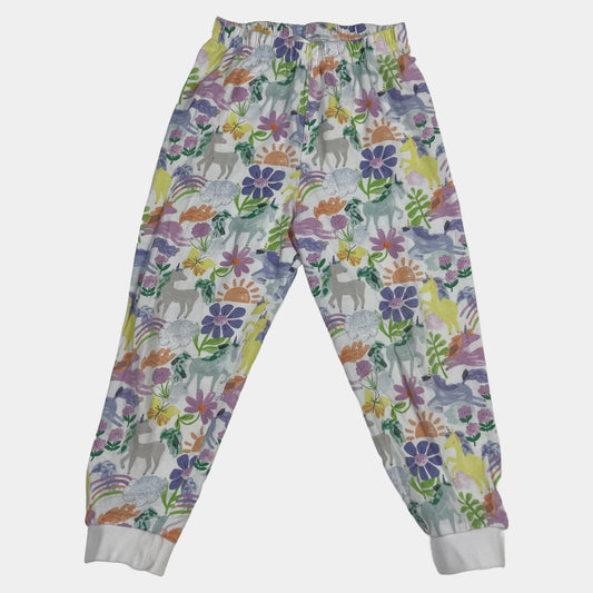 Bunte Baumwollhose mit Tier- und Blumenmuster für Kinder, Größe 3-4 Jahre – front