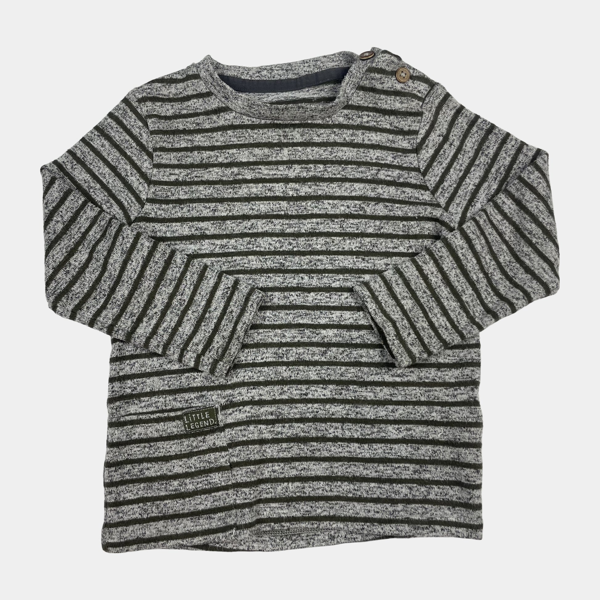 Grauer Pullover aus Viskose mit Streifenmuster – front