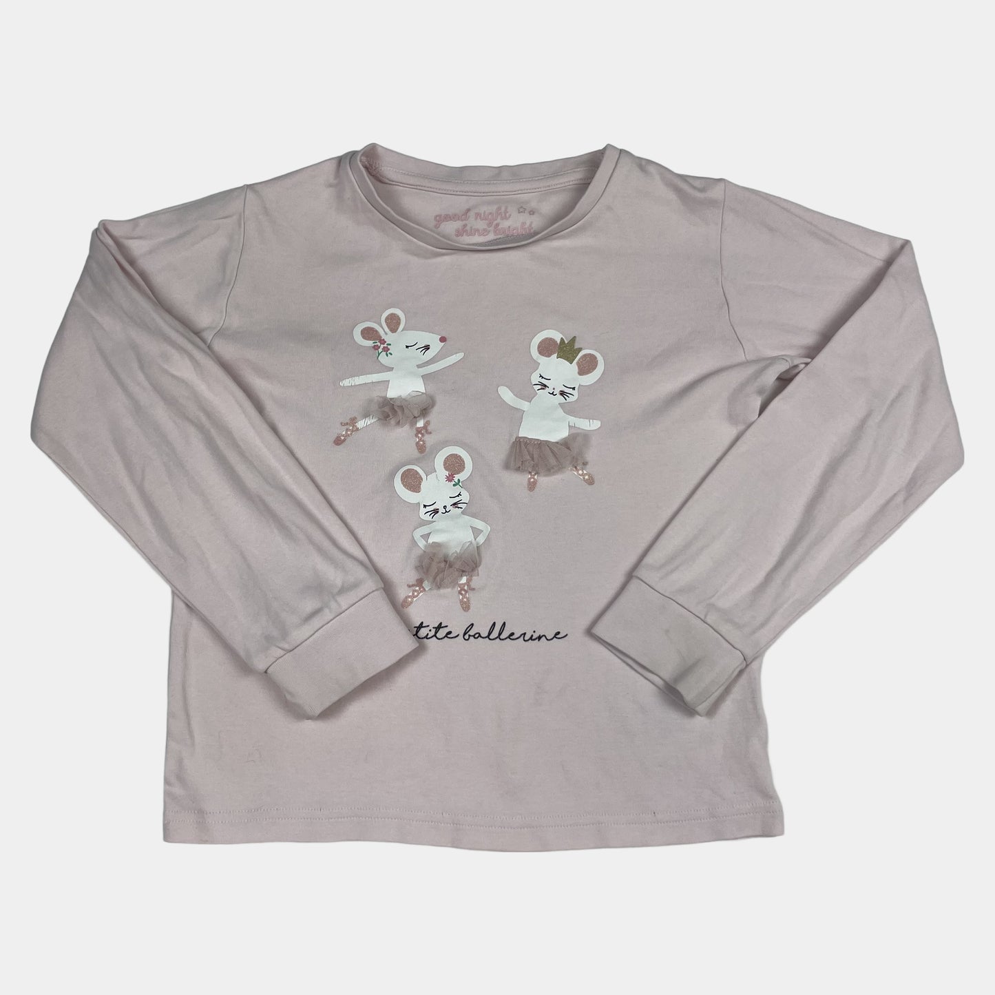 Rosa Langarmshirt aus Baumwolle mit Ballerina-Motiven – front