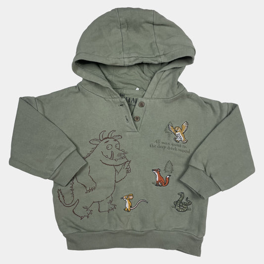 Grüner Kapuzenpullover mit Gruffalo-Motiv und Tierzeichnungen für Kinder – front