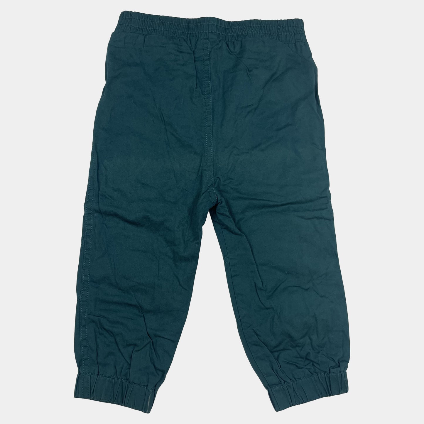 Türkise Baumwollhose mit elastischem Bund und verstärkten Knien, Größe 18-24 Monate – back