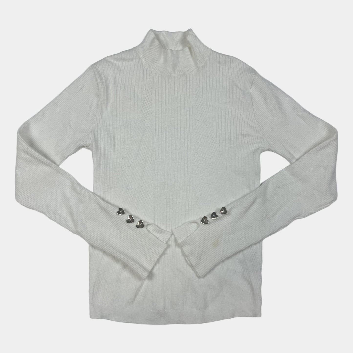 Weißer Pullover mit Herzakzenten für Mädchen – front