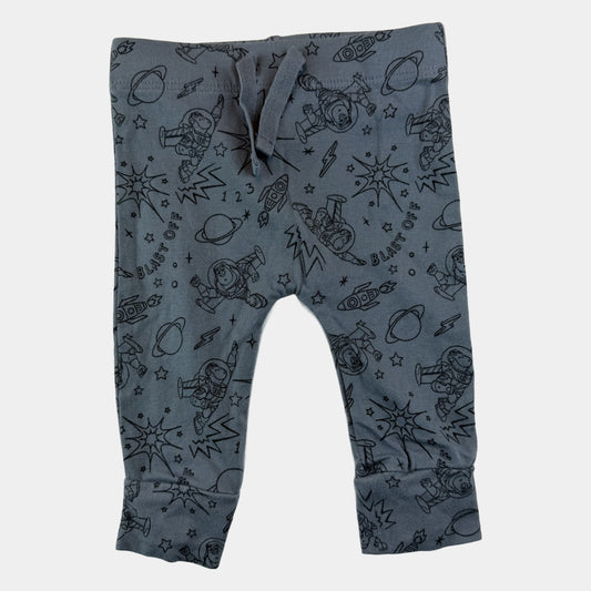 Graue Babyhose mit Weltraum-Print und Bindeband, Größe 0-3 Monate – front